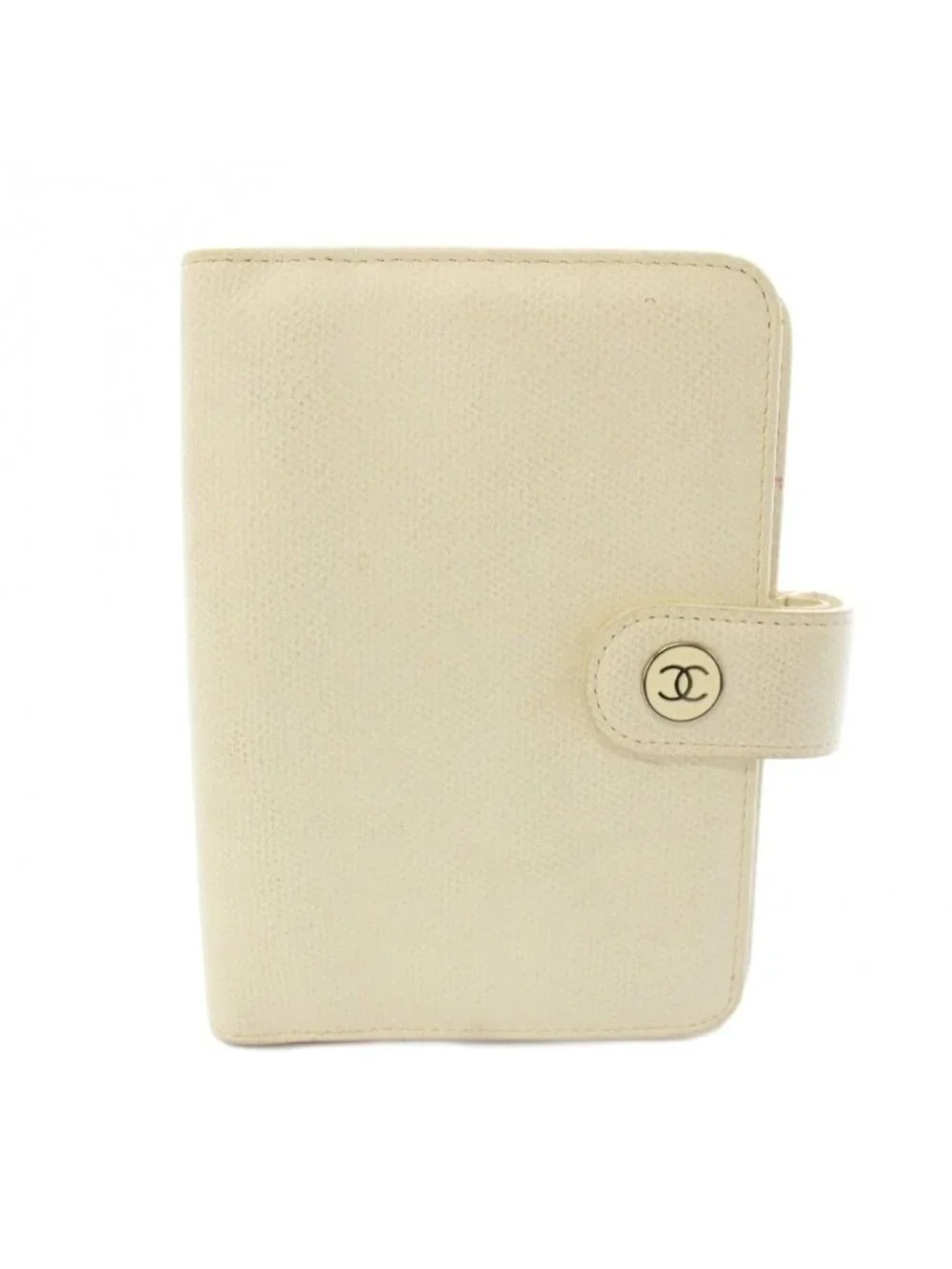 Chanel PM Coco Buttons Caviar Leather Pocket Bookcover Agenda White Ivory